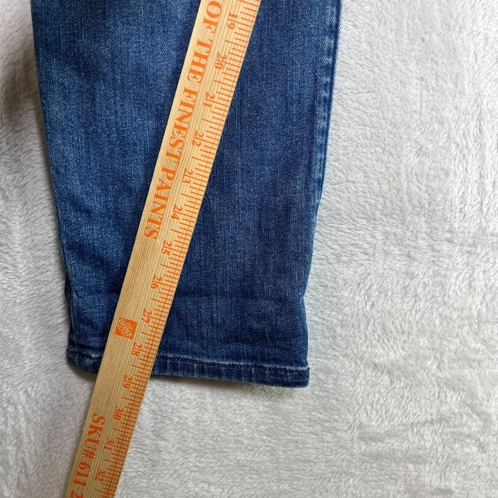 Ann Taylor Straight Jeans Womens 14 Blue Denim Pockets Classic Zip Fly - 36X28.5
